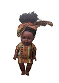 Miniland brown skinned doll brown dress