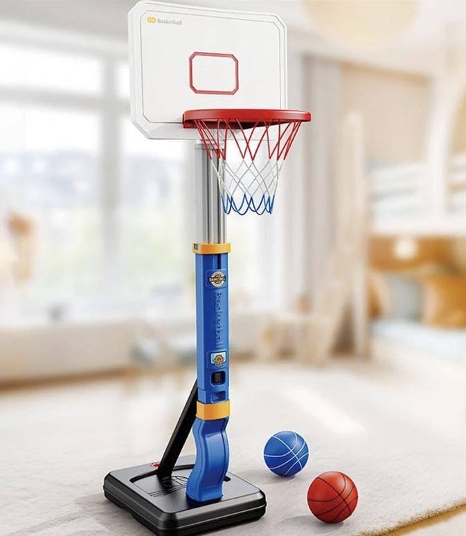 Basketball Training Hoop Height Adjustable Basketball Hoop Set for Indoor Outdoor Playing Blue