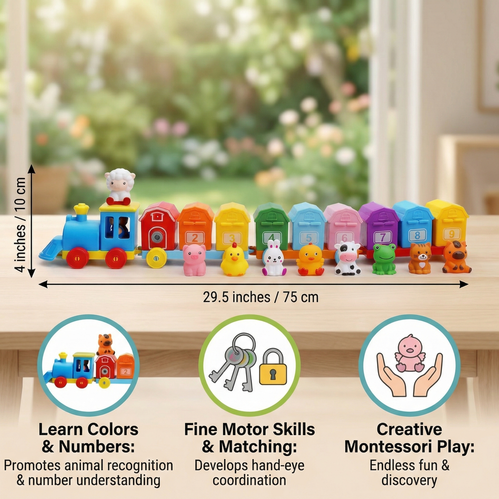 Montessori Farm Learning Train Toy for Kids