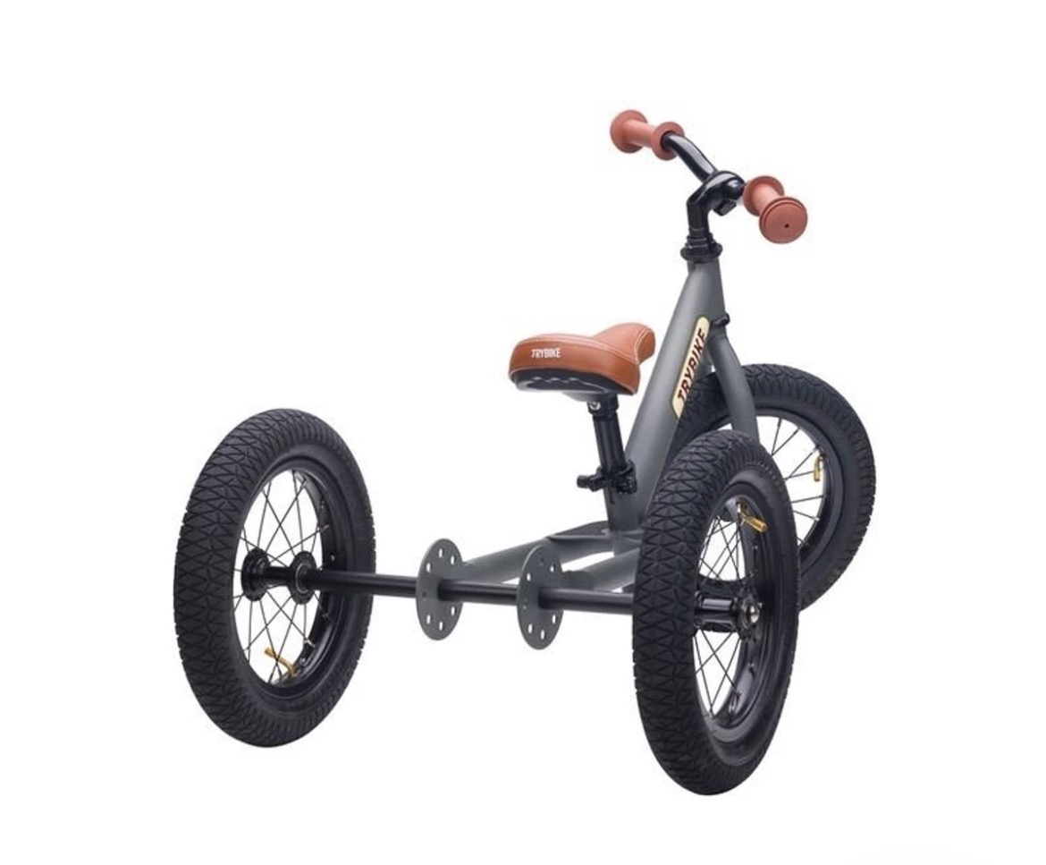 Trybike: 2-In-1 Steel Balance Bike - (Matte Grey-Brown)